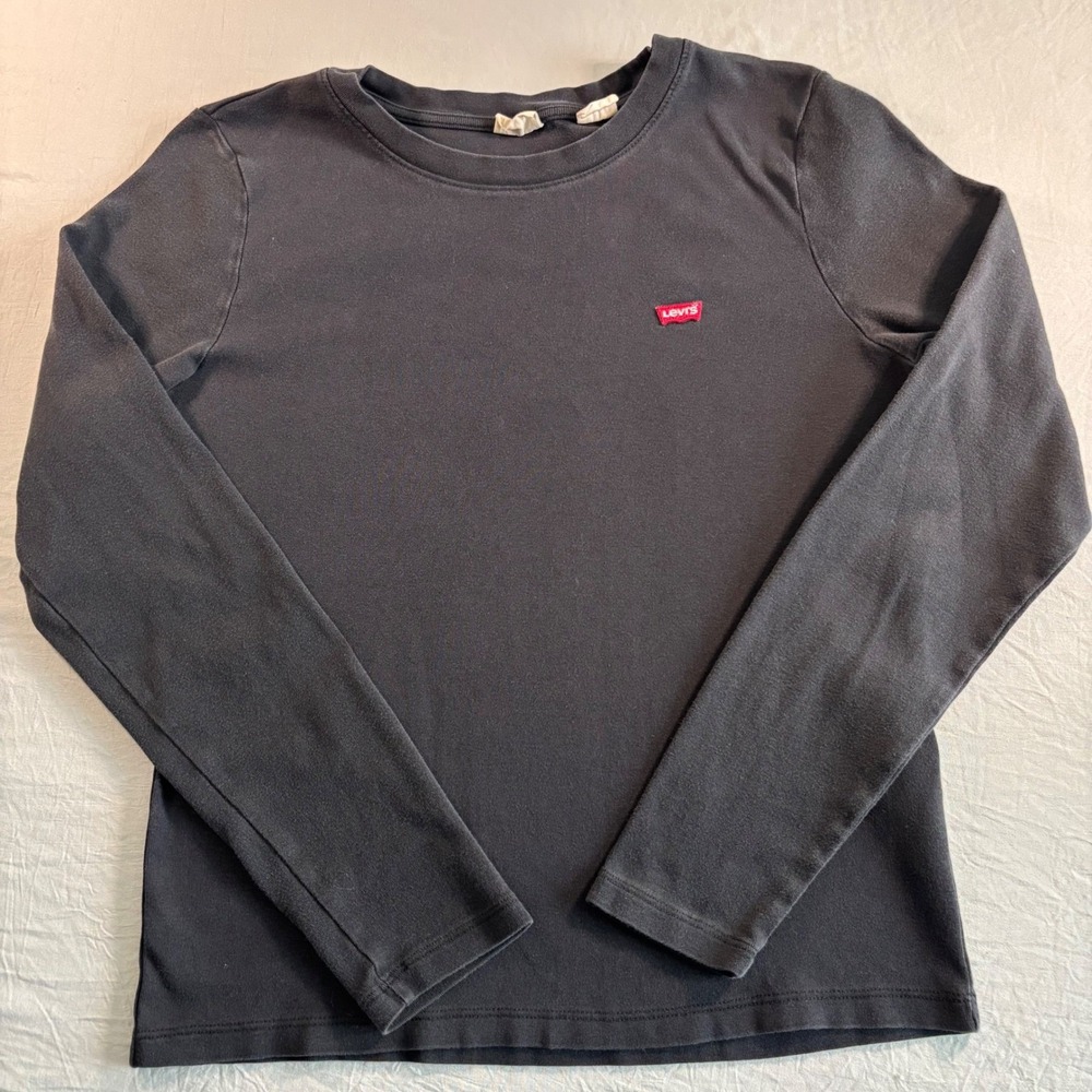 Levis Kids Long Sleeve Batwing Logo T-Shirt Black Size L
